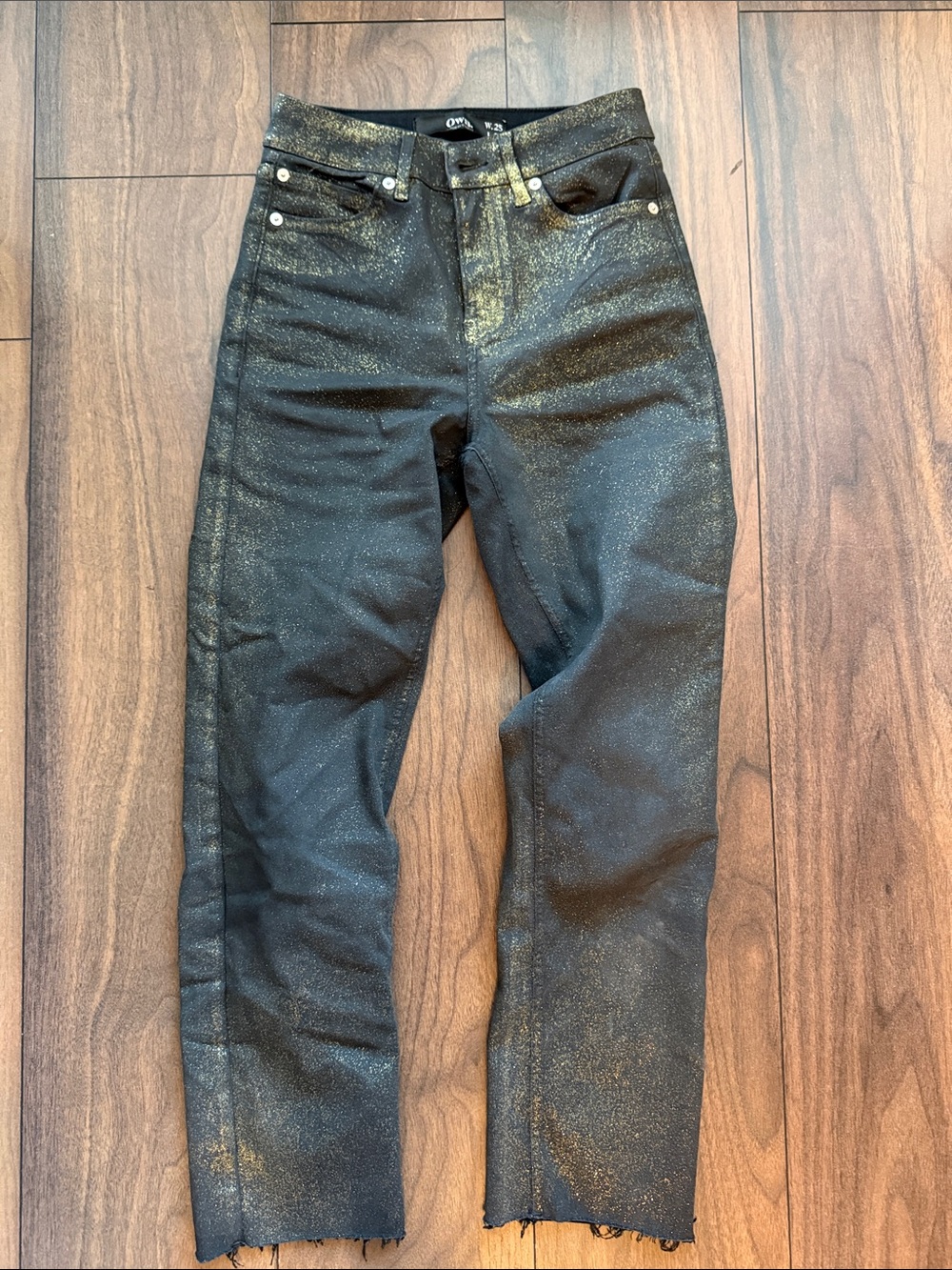 Black Jeans with Gold Metallic Finish